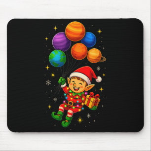 Funny Elf Astronaut With Planets Christmas Pjs For Mouse Pad
