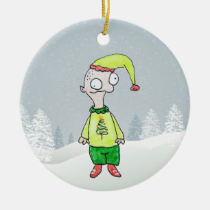 Funny Elf Ceramic Ornament