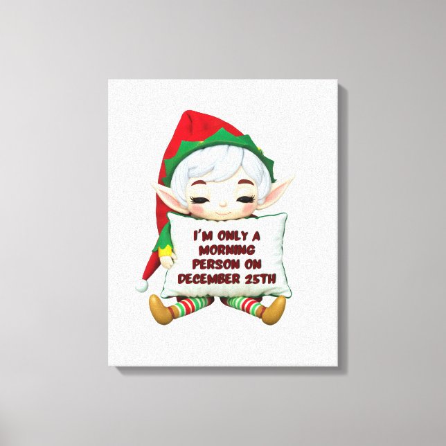 Funny Elf Christmas Canvas Wall Art (Front)