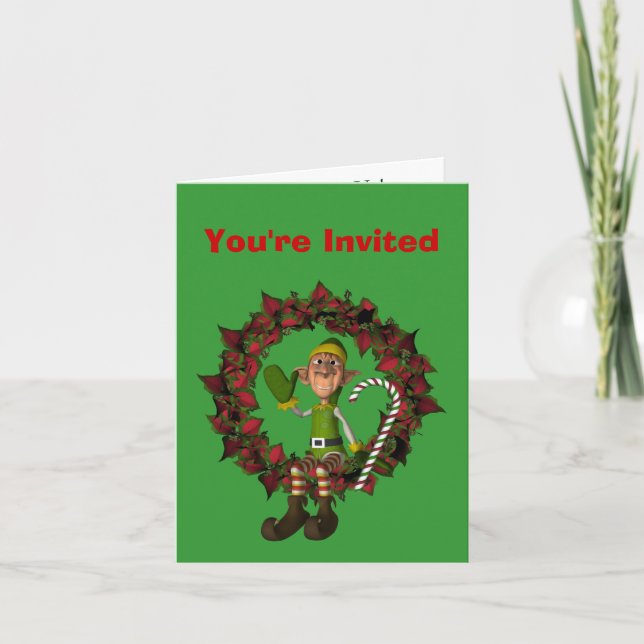 Funny Elf Christmas Holiday Party Invitation (Front)