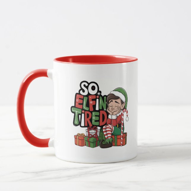 Funny ELF Christmas Morning Stocking Stuffer  Mug (Left)