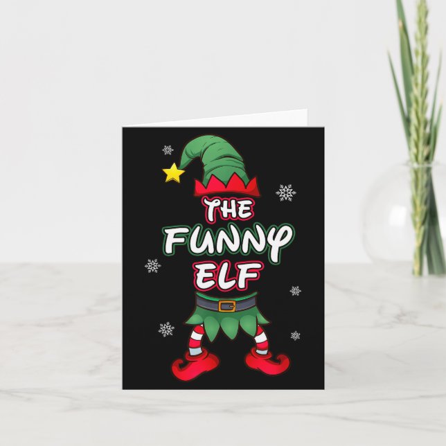 Funny Elf Christmas Pajamas Pjs Matching Family Gr Card (Front)