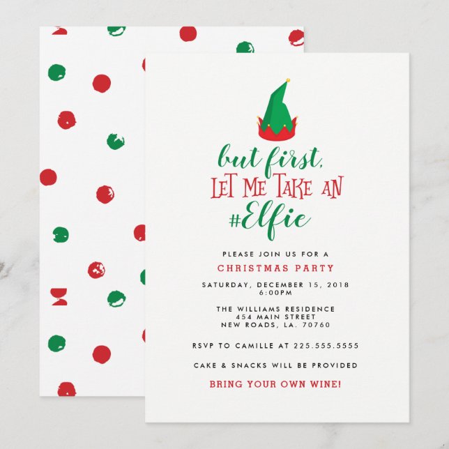 Funny Elf Christmas Party Invitation (Front/Back)