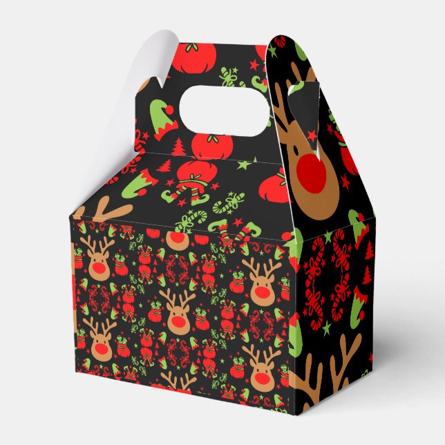 Funny Elf Christmas Wrapping Favor Box (Front Side)