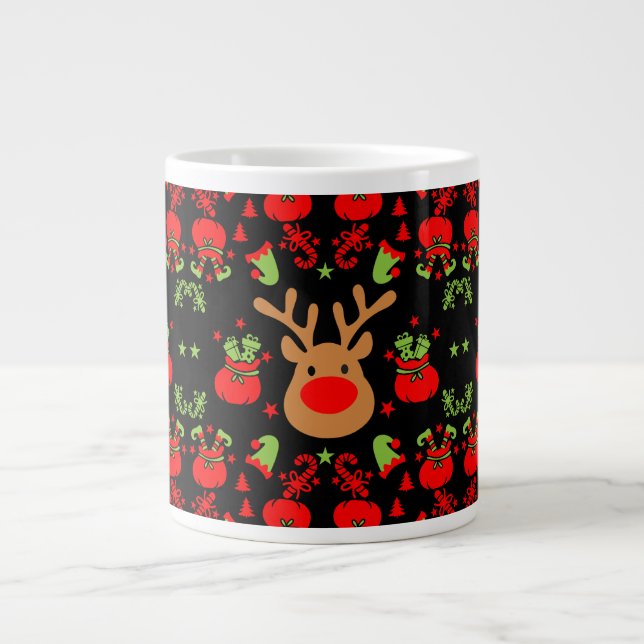 Funny Elf Christmas Wrapping Large Coffee Mug (Front)