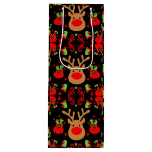 Funny Elf Christmas Wrapping Wine Gift Bag