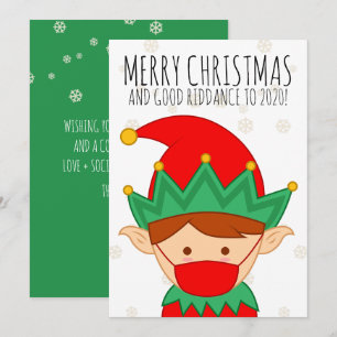 Funny Elf Face Mask Merry Christmas Mask Holiday Card