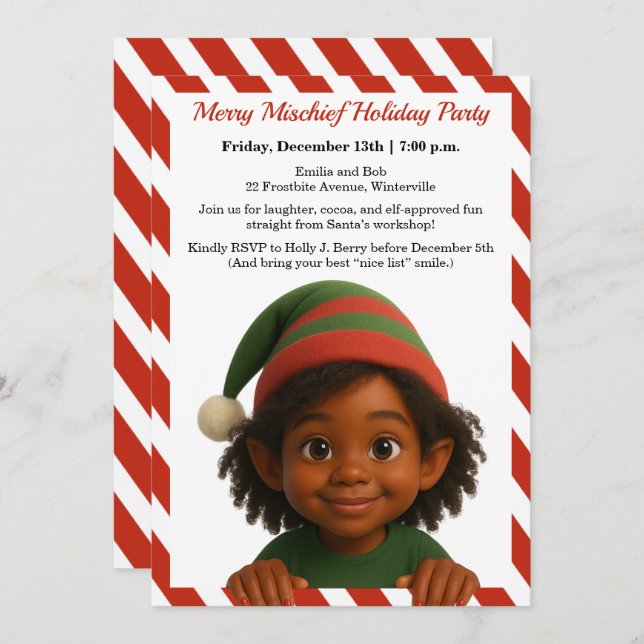 Funny Elf Faces | North Pole Fun Christmas Party  Invitation (Front/Back)