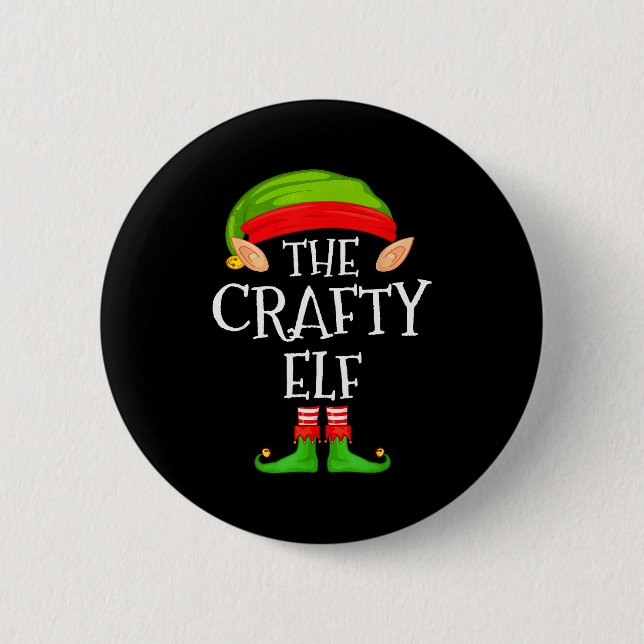 Funny Elf Family Christmas Crafty Elf Sweater Matc 2 Inch Round Button (Front)