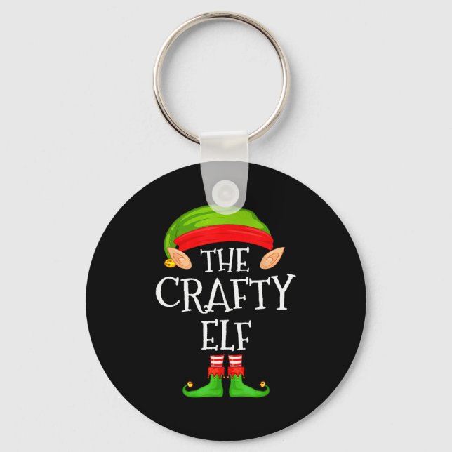 Funny Elf Family Christmas Crafty Elf Sweater Matc Keychain (Front)