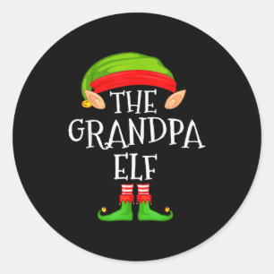 Funny Elf Family Christmas Grandpa Elf Sweater Mat Classic Round Sticker