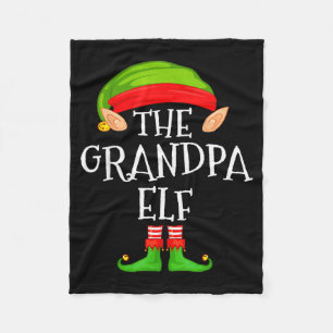 Funny Elf Family Christmas Grandpa Elf Sweater Mat Fleece Blanket