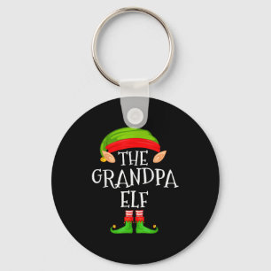Funny Elf Family Christmas Grandpa Elf Sweater Mat Keychain