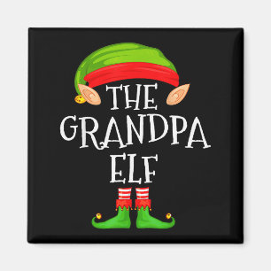 Funny Elf Family Christmas Grandpa Elf Sweater Mat Magnet