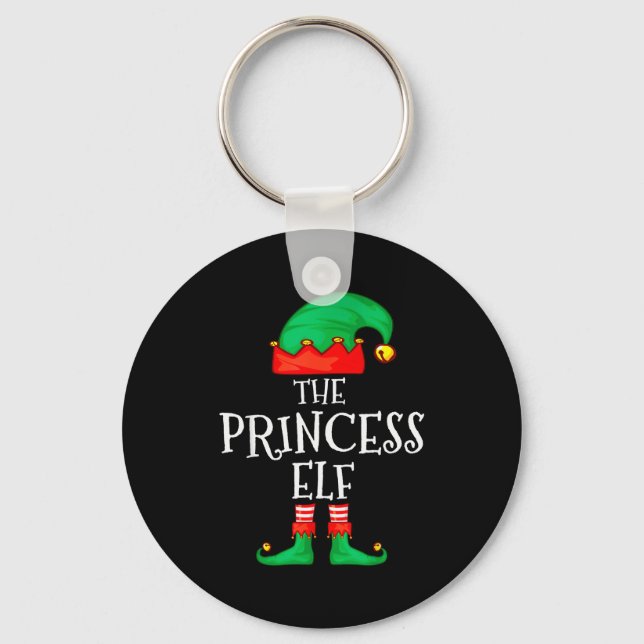 Funny Elf Family Christmas Princess Elf Sweater Me Keychain (Front)
