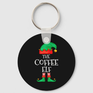 Funny Elf Family Christmas The Coffee Elf Sweater Keychain