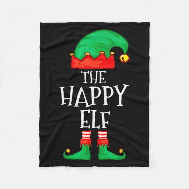 Funny Elf Family Christmas The Happy Elf Sweater M Fleece Blanket (Front)