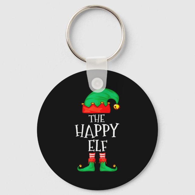 Funny Elf Family Christmas The Happy Elf Sweater M Keychain (Front)