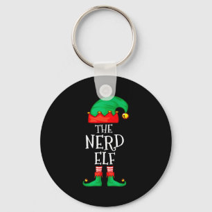 Funny Elf Family Christmas The Nerd Elf Sweater Me Keychain