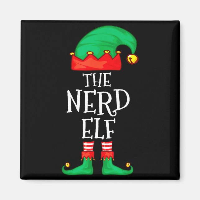 Funny Elf Family Christmas The Nerd Elf Sweater Me Magnet (Front)