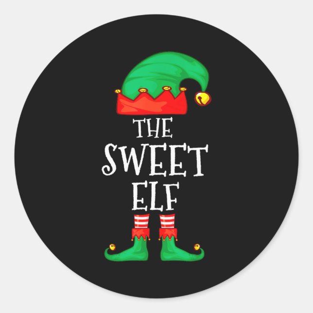 Funny Elf Family Christmas The Sweet Elf Sweater M Classic Round Sticker (Front)