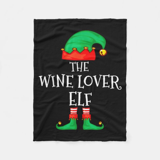 Funny Elf Family Christmas The Wine Lover Elf Men  Fleece Blanket (Front)