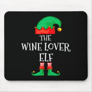 Funny Elf Family Christmas The Wine Lover Elf Men Mouse Pad