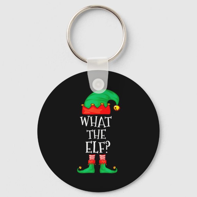 Funny Elf Family Christmas What The Elf Sweater Me Keychain (Front)