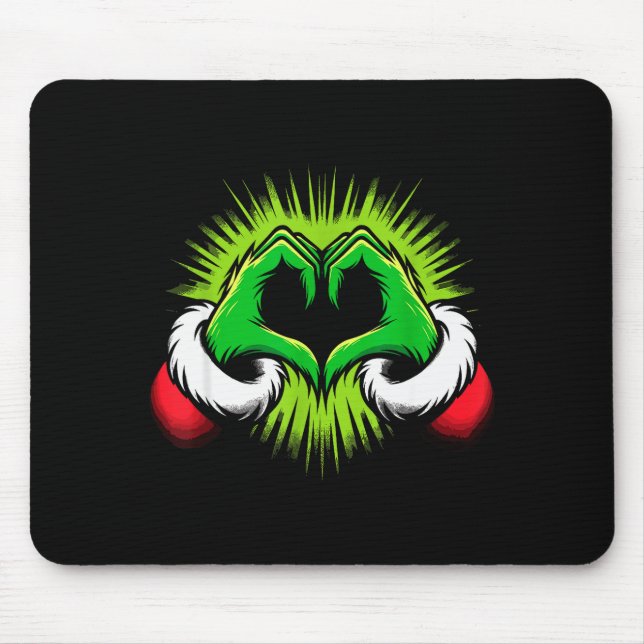 Funny Elf Heart Hands Love Christmas  Mouse Pad (Front)