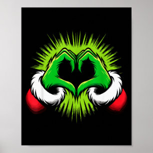 Funny Elf Heart Hands Love Christmas Poster