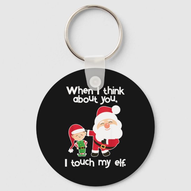 Funny Elf Inappropriate Adult Humor Christmas Gift Keychain (Front)