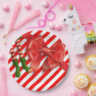 Funny Elf Legs Christmas North Pole Mischief Paper Plate