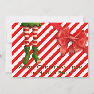 Funny Elf Legs Holiday Card   North Pole Mischief 