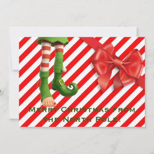 Funny Elf Legs Holiday Card   North Pole Mischief 