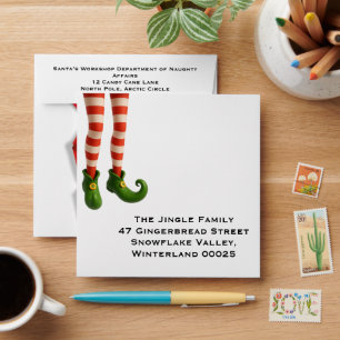 Funny Elf Legs Holiday Card North Pole Mischief Envelope