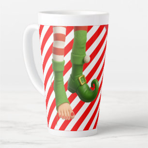 Funny Elf Legs Holiday Card   North Pole Mischief  Latte Mug