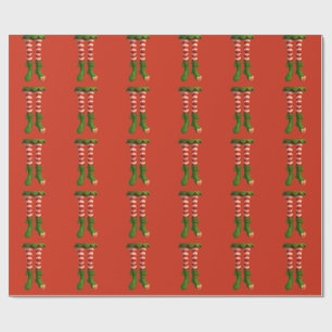 Funny Elf Legs   North Pole Mischief Christmas  Wrapping Paper