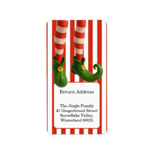 Funny Elf Legs North Pole Mischief Return Addres Label