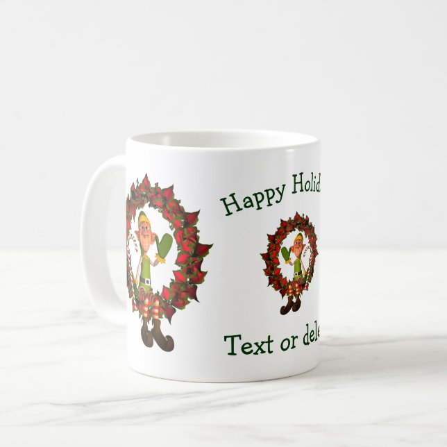 Funny Elf Personalized Christmas Holiday  Coffee Mug (Front Left)