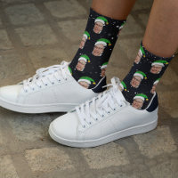 Funny Elf Photo Christmas Socks