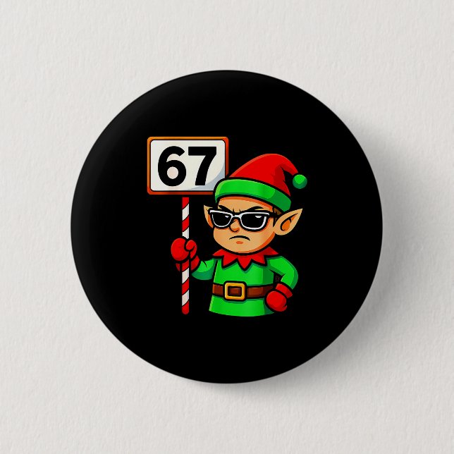Funny Elf Six Seven 6 7 Meme Christmas Costume 67  2 Inch Round Button (Front)