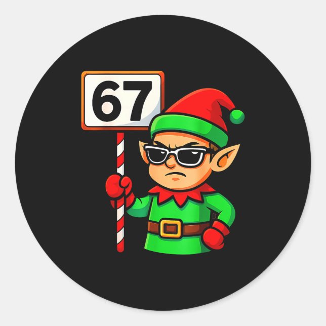 Funny Elf Six Seven 6 7 Meme Christmas Costume 67  Classic Round Sticker (Front)