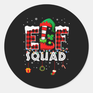 Funny Elf Squad Christmas Family Matching Pajamas  Classic Round Sticker