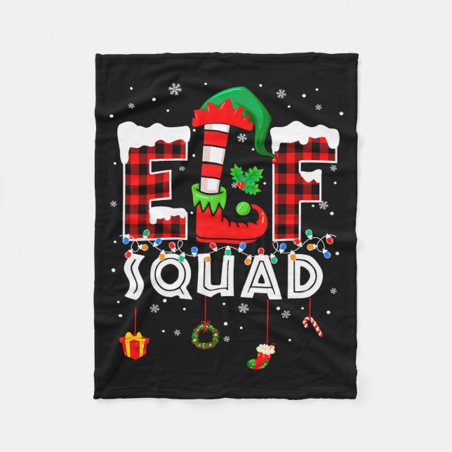 Funny Elf Squad Christmas Family Matching Pajamas  Fleece Blanket (Front)
