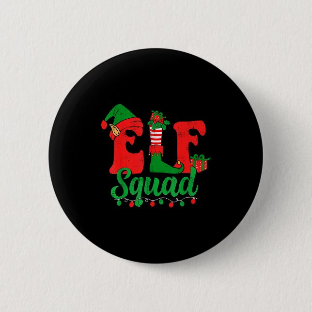 Funny Elf Squad Santa Hat Family Matching Christma 2 Inch Round Button (Front)