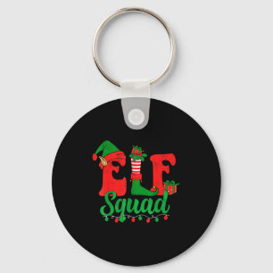 Funny Elf Squad Santa Hat Family Matching Christma Keychain