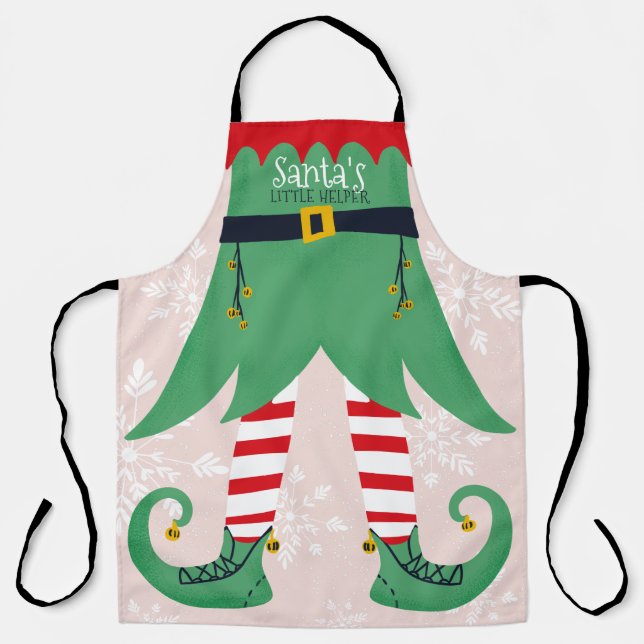 Funny elf suit illustration Santa's little helper Apron (Front)