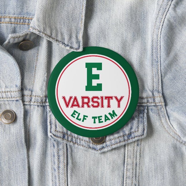 Funny Elf Team Christmas Button Pin (In Situ)