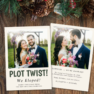 Funny Elopement Newlywed Photo Christmas Holiday Card