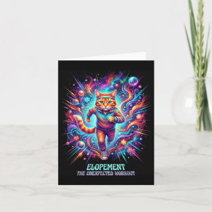 Funny Elopement The Unexpected Workout Retro Cat Card